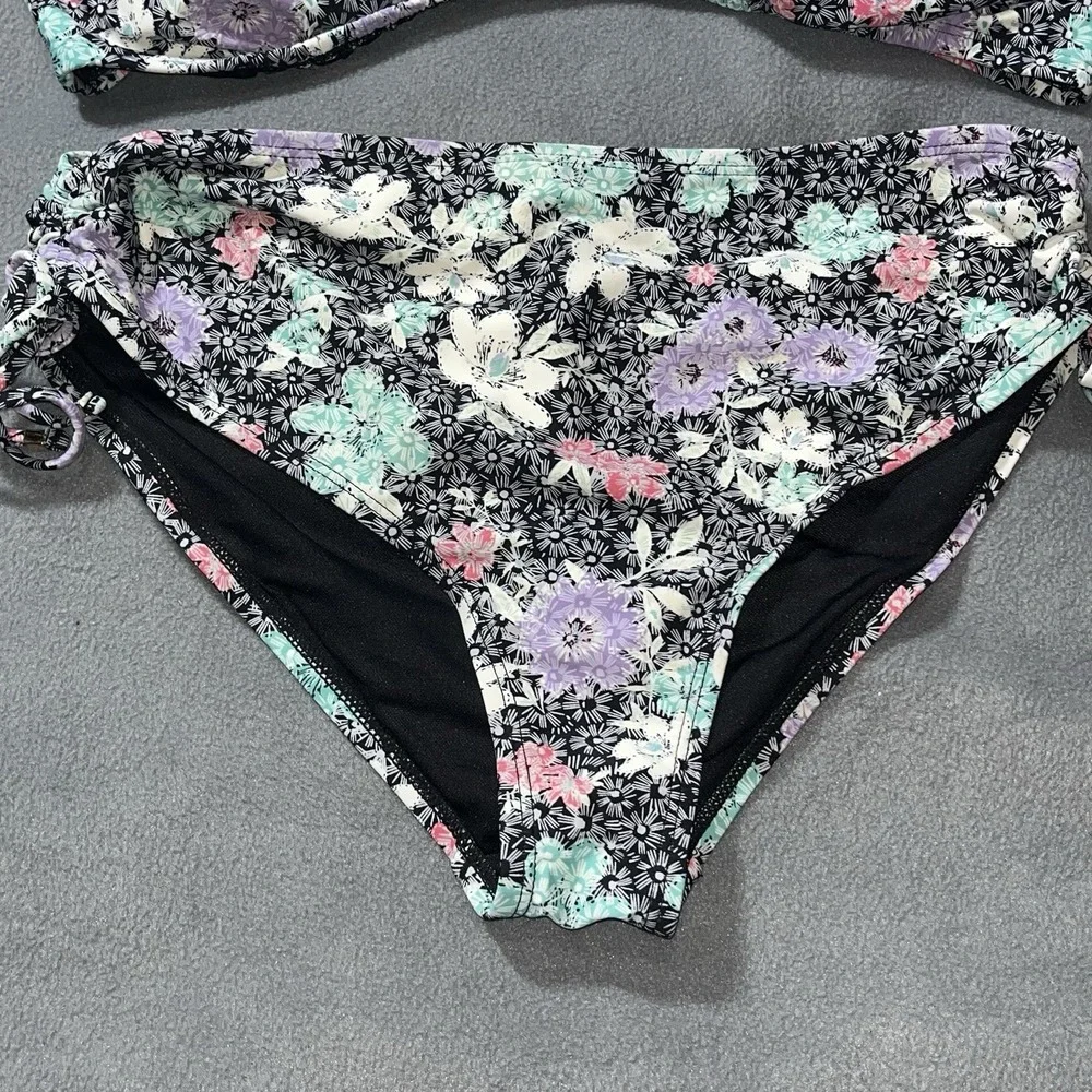 Time and Tru 2 Piece Floral‎ Bikini Swimsuit Set Women's XL Top/Lg Bottom